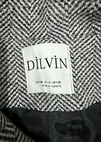 Gri Balıksırtı Desenli Çift Düğmeli Kaban - Görsel 4