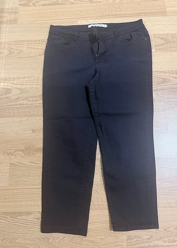 Gri Kadın Denim Pantolon Midi Boy Rahat Kesim - Görsel 3