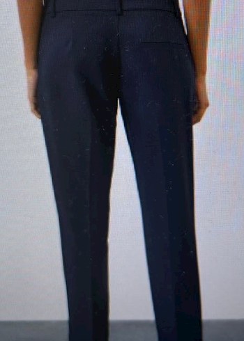 Lacivert Kemerli Kadın Kumaş Pantolon - Görsel 3