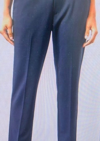 Lacivert Kemerli Kadın Kumaş Pantolon - Görsel 5