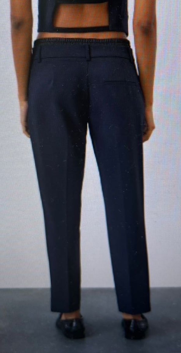 Lacivert Kemerli Kadın Kumaş Pantolon - Görsel 3