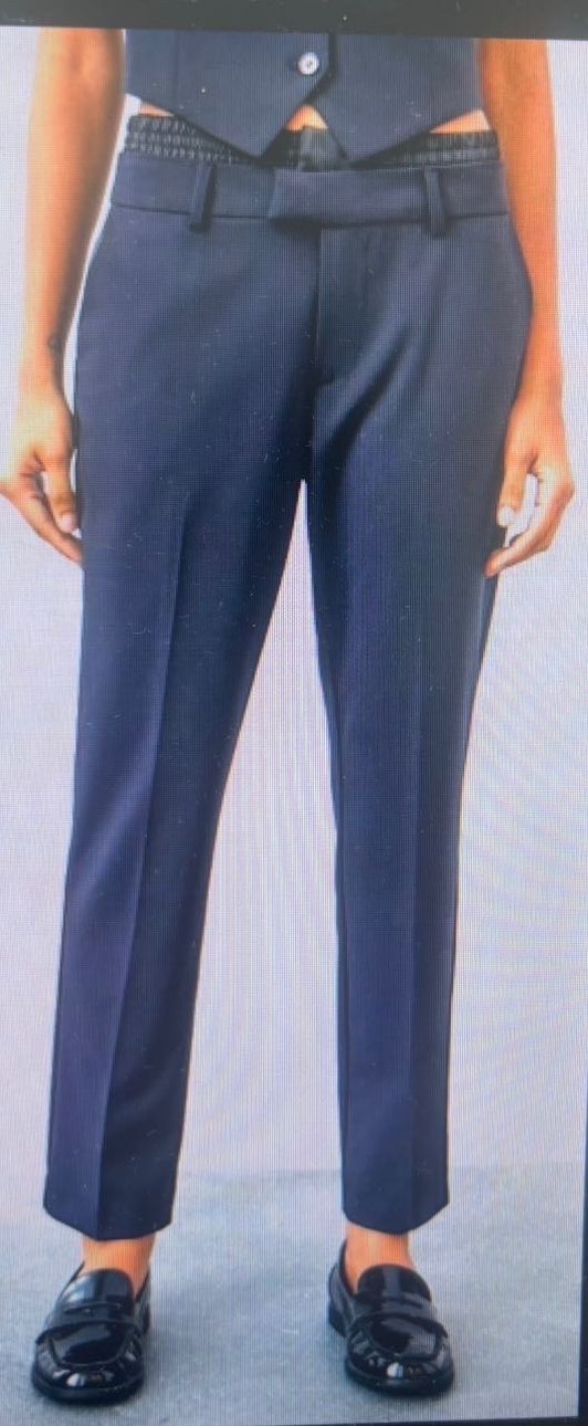 Lacivert Kemerli Kadın Kumaş Pantolon - Görsel 5