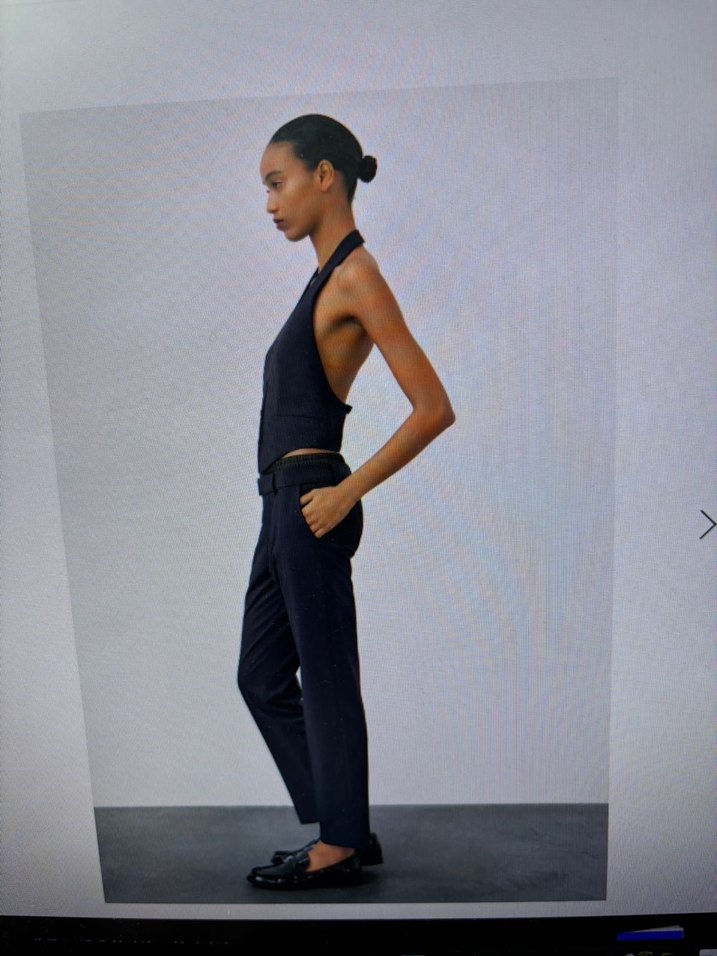 Lacivert Kemerli Kadın Kumaş Pantolon - Görsel 4