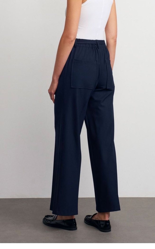 Lacivert Rahat Kesim Kadın Kumaş Pantolon - Görsel 2