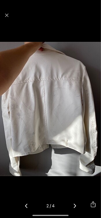 Beyaz Deri Ceket - Görsel 2