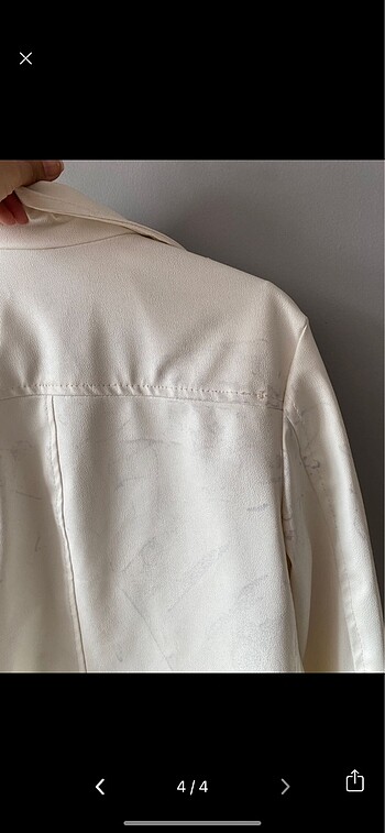 Beyaz Deri Ceket - Görsel 4