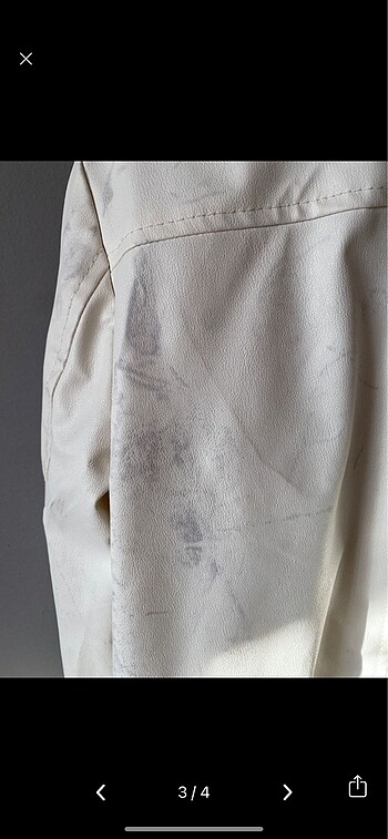 Beyaz Deri Ceket - Görsel 3