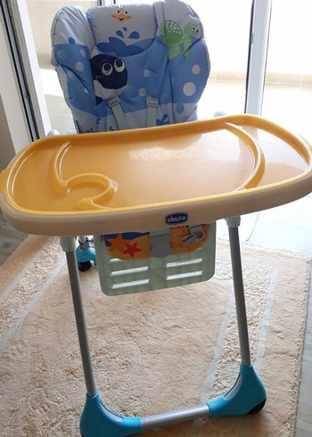 Katlanabilir Mavi Gri Bebek Mama Sandalyesi