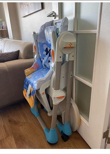 Katlanabilir Mavi Gri Bebek Mama Sandalyesi
