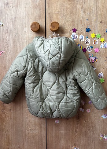 24-36 Ay Beden Kapüşonlu Yeşil Kız Çocuk Mont