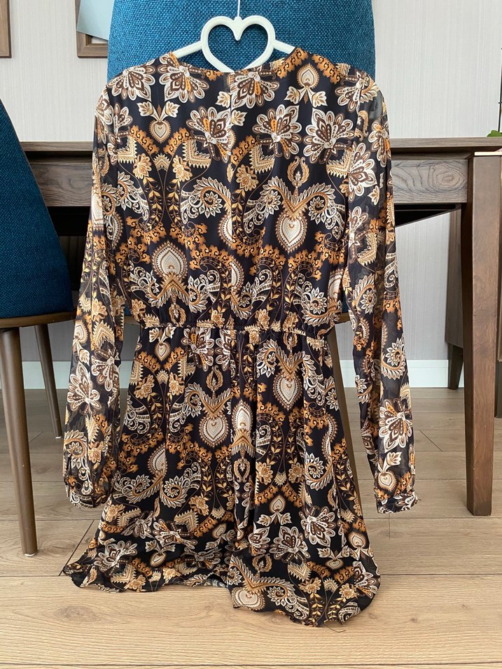 Uzun Kollu Bohem Elbise - Görsel 4