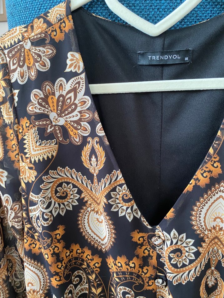 Uzun Kollu Bohem Elbise - Görsel 3