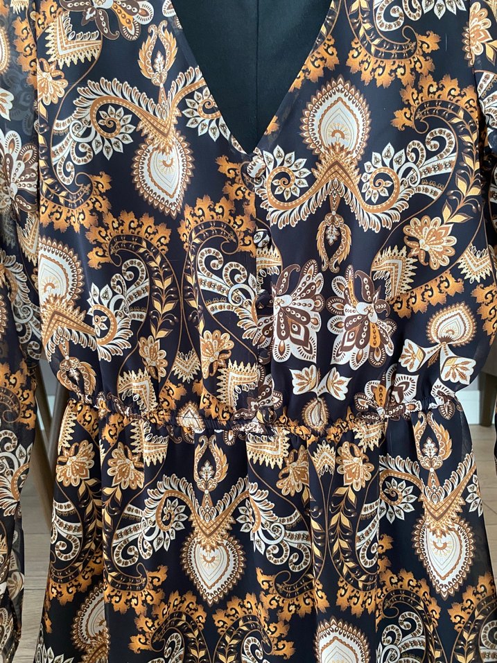 Uzun Kollu Bohem Elbise - Görsel 2