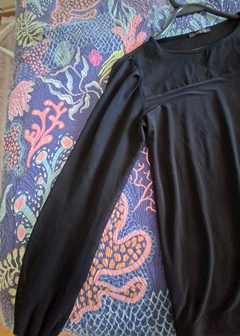 Siyah Uzun Kollu Salaş Bluz - Görsel 5