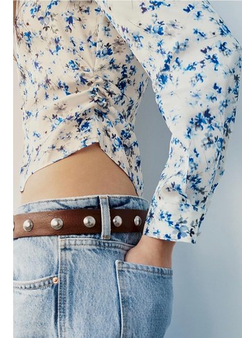 Zara V Yaka Düğmeli Kadın Gömlek