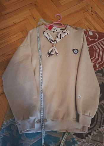 Bej Baskılı Kadın Sweatshirt - Görsel 6