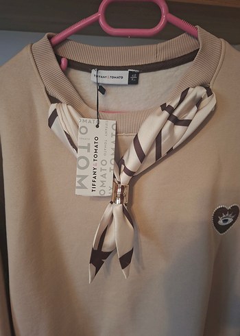 Bej Baskılı Kadın Sweatshirt - Görsel 2