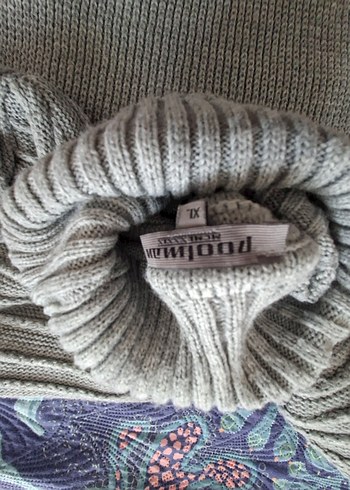 Gri Kadın Boğazlı Örgü Triko Kazak - Görsel 5