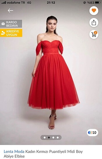 Lenta moda kırmızı tül midi boy elbise