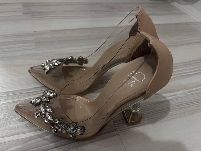 36 Beden Taşlı şeffaf stiletto