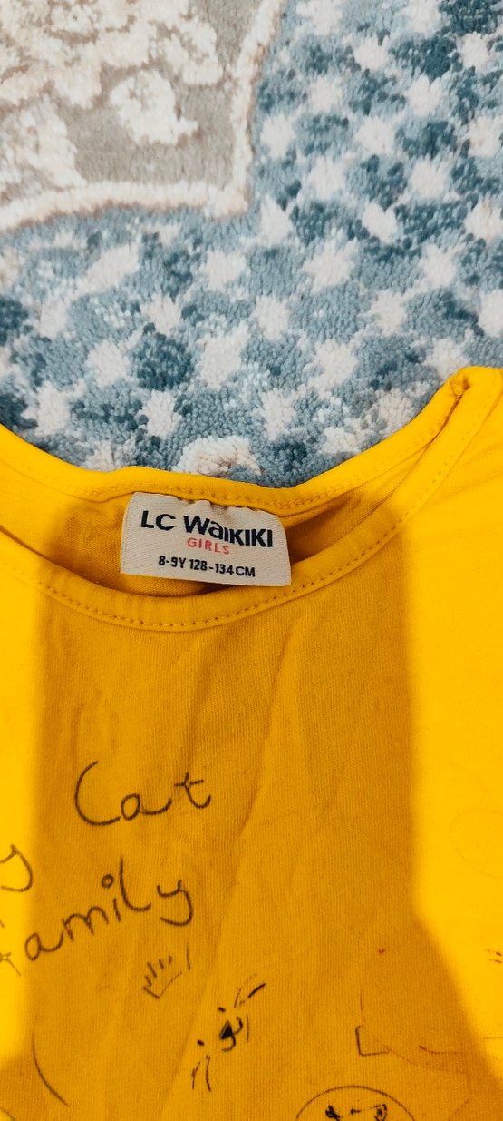 Sarı Kız Çocuk Baskılı Tişört - Görsel 2