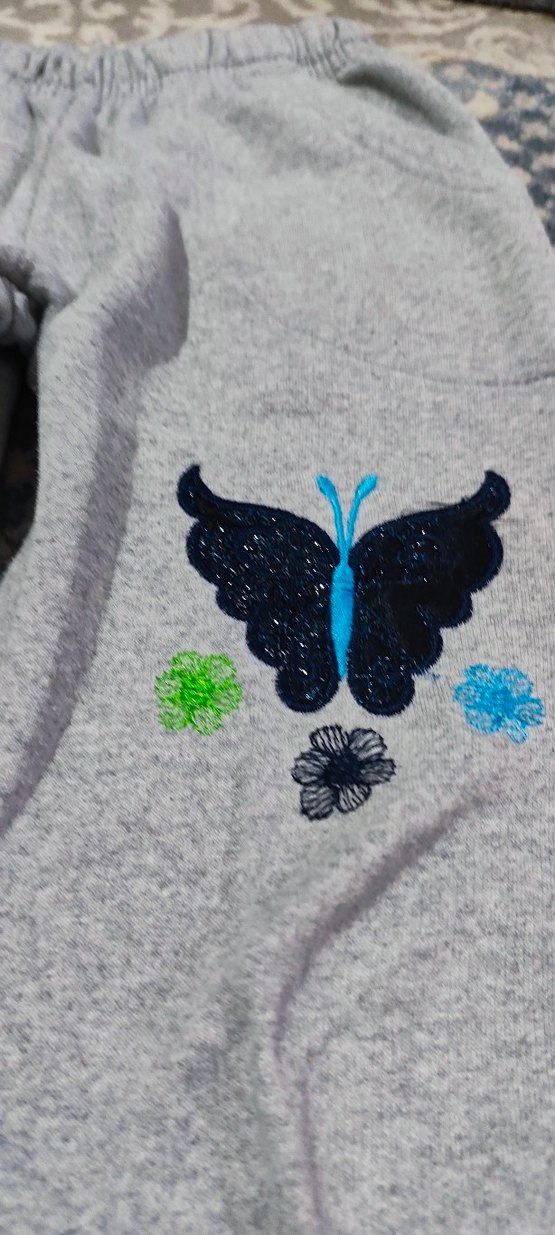 Kız Çocuk Gri Nakışlı Rahat Eşofman - Görsel 2