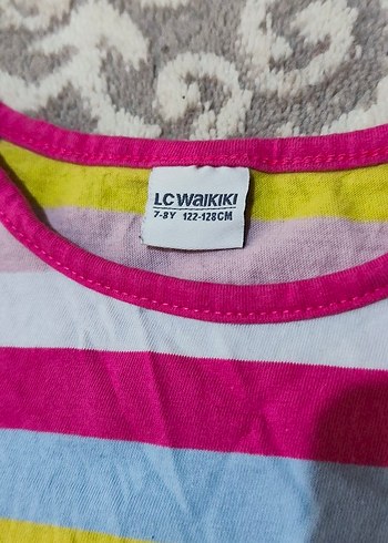 Çizgili Pamuklu Kız Tişörtü - Görsel 2