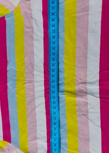 Çizgili Pamuklu Kız Tişörtü - Görsel 4