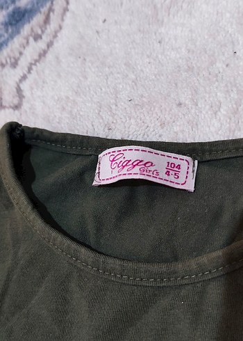 Kız Çocuk Haki Nakışlı Kısa Kollu Tişört - Görsel 2