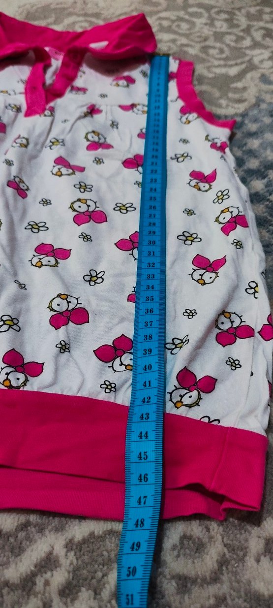 Kız Çocuk Pembe Desenli Kolsuz tişört - Görsel 3