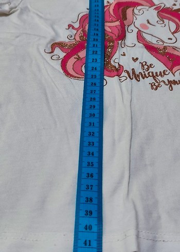 Kız Çocuk Pembe Unicorn Baskılı Tişört - Görsel 4