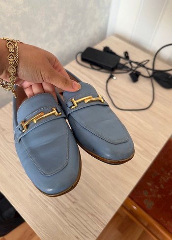 Derimod Mavi Deri Tokalı Kadın Loafer