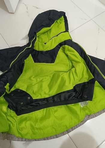 6 Yaş Beden Erkek Çocuk Gri Siyah Fermuarlı Mont