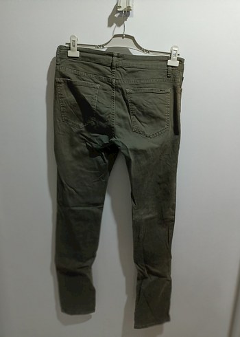 42 Beden Düğmeli, Yırtık Detaylı Haki erkek Kot Pantolon jeans