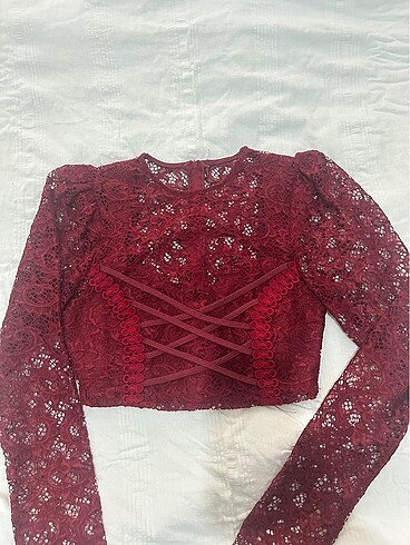 Önü Detaylı Dantel Bluz - Görsel 5