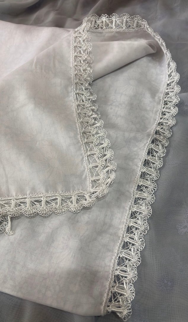 Tığ oyası beyaz yazma yemeni - Görsel 3