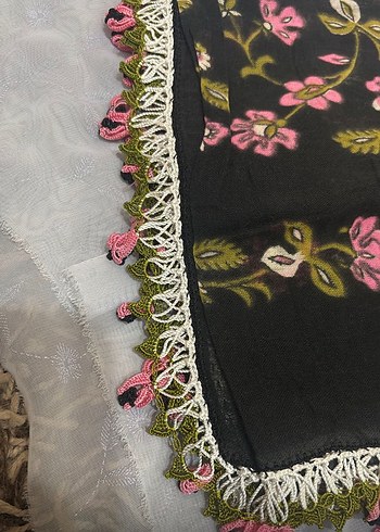 Tığ oyası yazma yemeni fular - Görsel 4