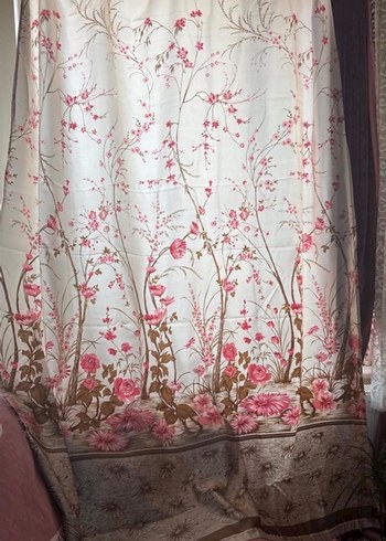 Pastel Pembe Çiçek Desenli pano Perde - Görsel 2