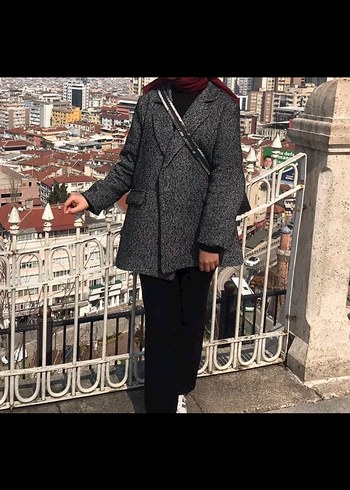 Diğer Gri Midi Kesim Kadın Kaban