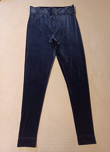 40 Beden M&S Gece Laciverti Tayt yüksek bel Legging kadife