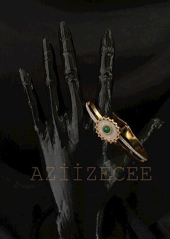 İşlemeli Boncuklu Çelik Kadın Bileklik - Görsel 3