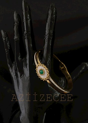 İşlemeli Boncuklu Çelik Kadın Bileklik - Görsel 2