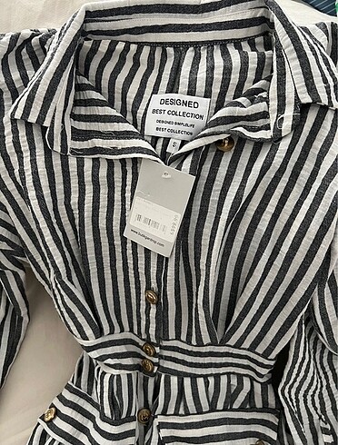 Zara Etiketli sıfır çizgili elbise