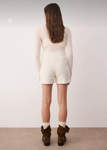 Bej tüvit Mini Kadın Şort etek - Görsel 2