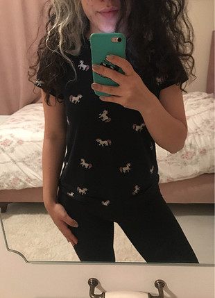 Pull and Bear Unicorn baskılı tshirt