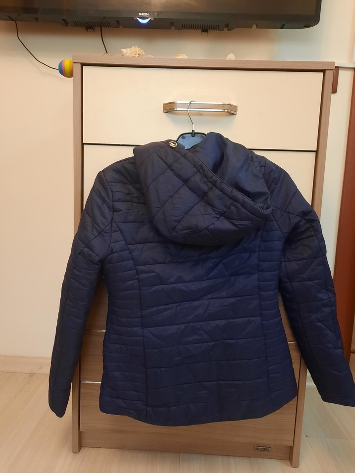 Fermuarlı Kısa Lacivert Kadın Mont - Görsel 5