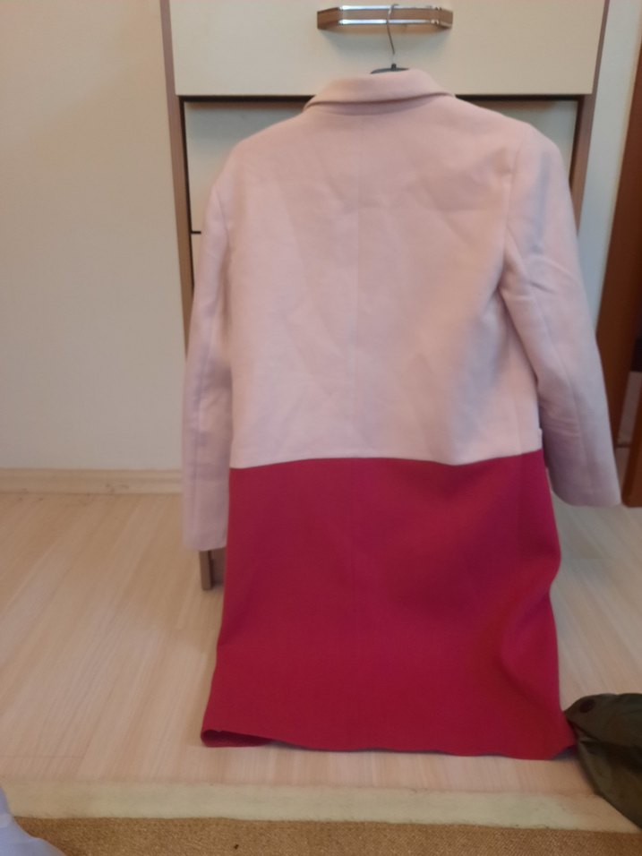 Düğmeli Mini Pembe Kadın Ofis Kabanı - Görsel 2