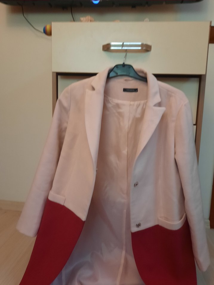 Düğmeli Mini Pembe Kadın Ofis Kabanı - Görsel 3