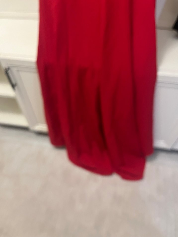 Kırmızı Drapeli Uzun Abiye Elbise - Görsel 5