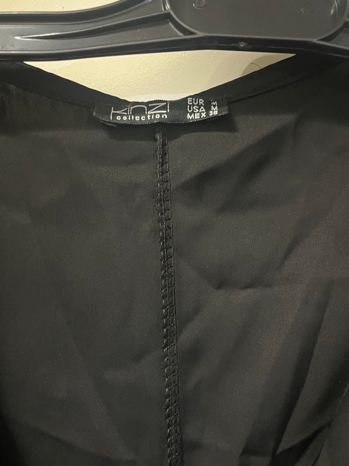 Siyah V Yaka Fermuarlı Kadın Midi Ceket - Görsel 2